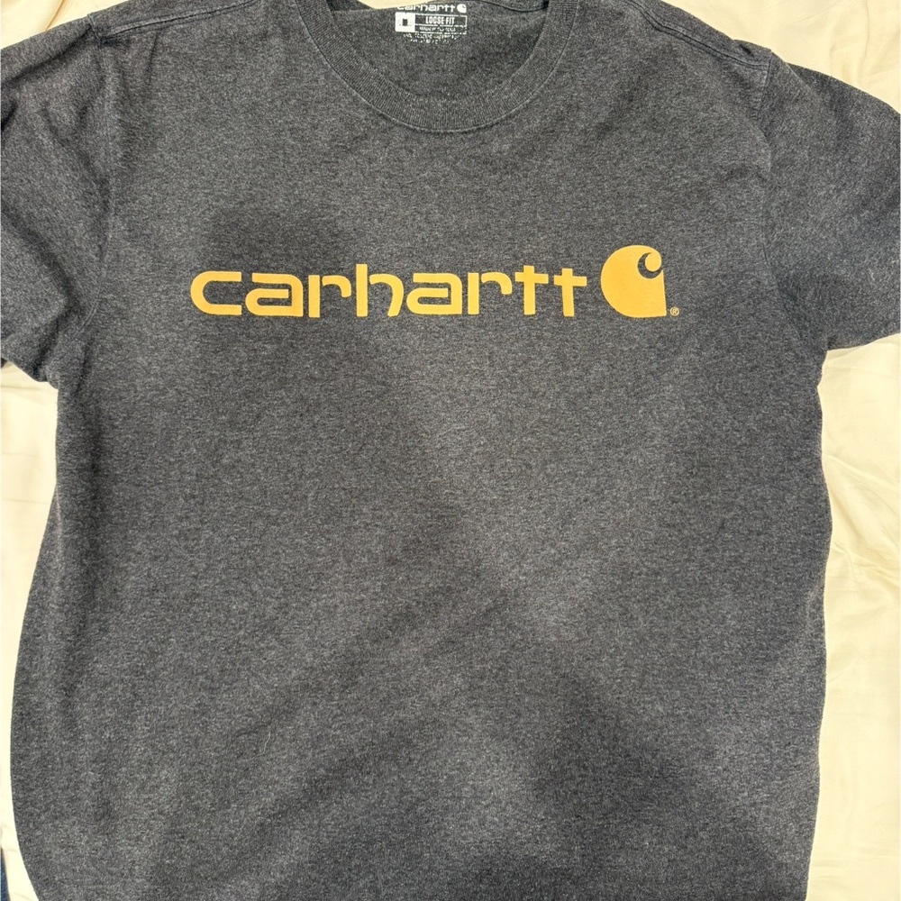 Carhartt Charcoal Tee with Mustard Logo